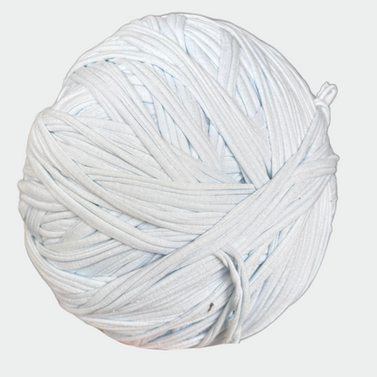 a ball of white yarn on a white background